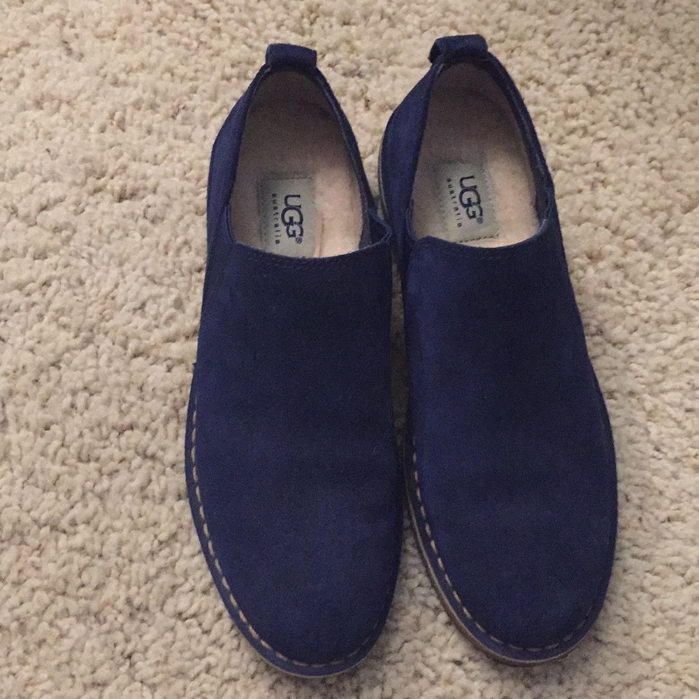 UGG blue suede loafers